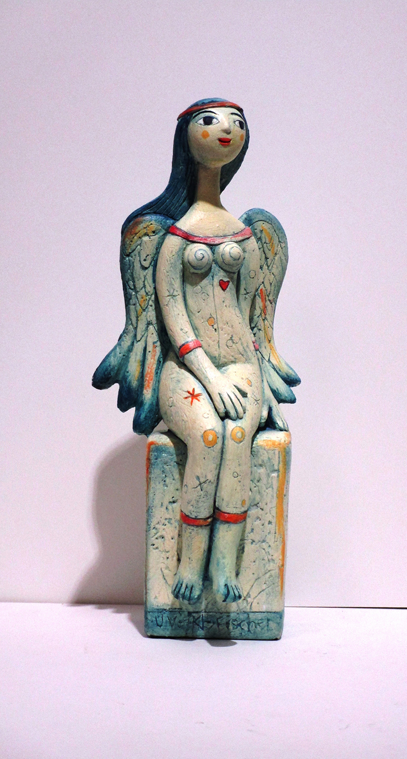 Sitzender Engel, Steinguss-Acryl, Hoehe 32 cm, 75 - Galerie Wroblowski